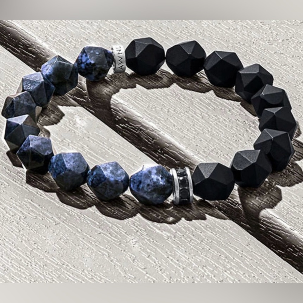 Poseidon Onyx & Dumortierite Beaded Bracelet
